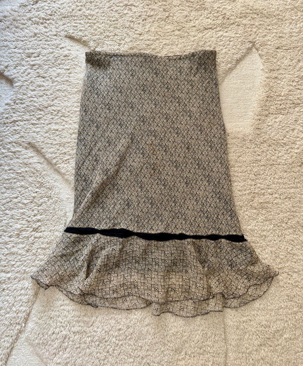 Studio M 100% Silk Geometric Diamond Print Skirt Size Medium
